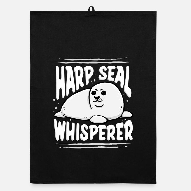 Sattelrobbe Robben Harp Seal Whisperer Organic Geschirrtuch
