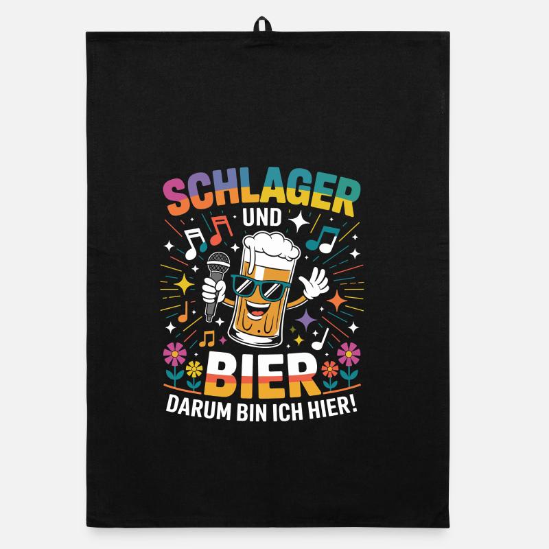Schlager Bier Spaß Grafik Organic Geschirrtuch