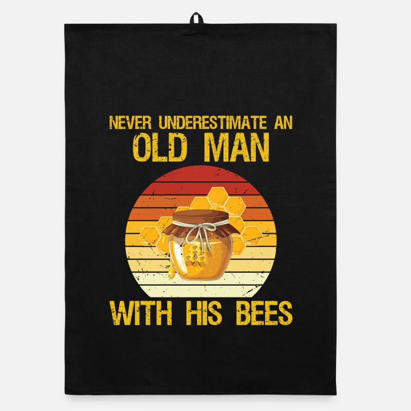Apiary Bee Keeper An Old Man With His Bees Beek - Organic Geschirrtuch - Schwarz