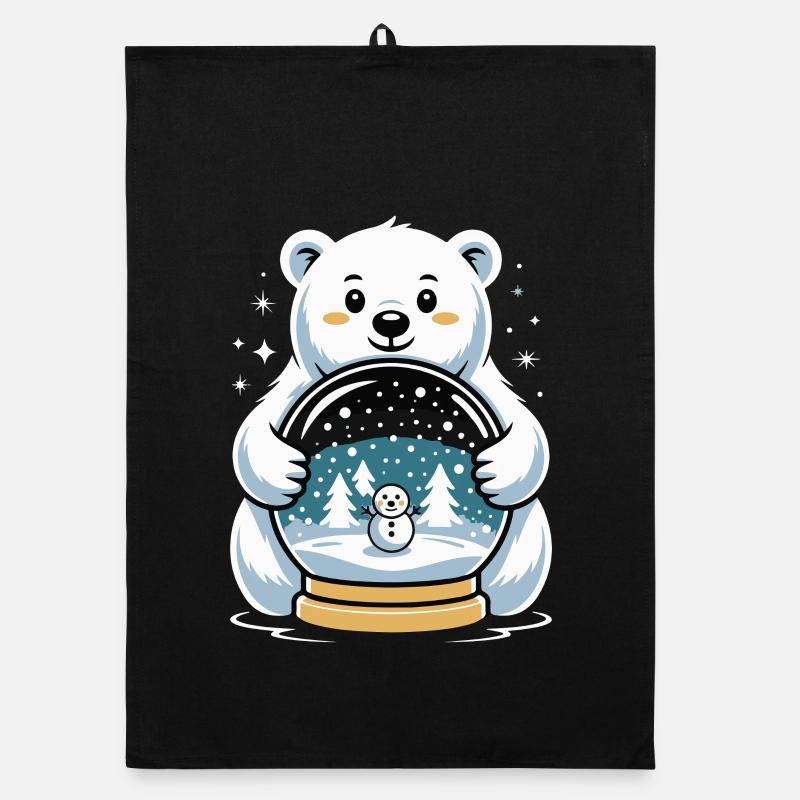 Polar Bear Snow Globe Impression Organic dish towel