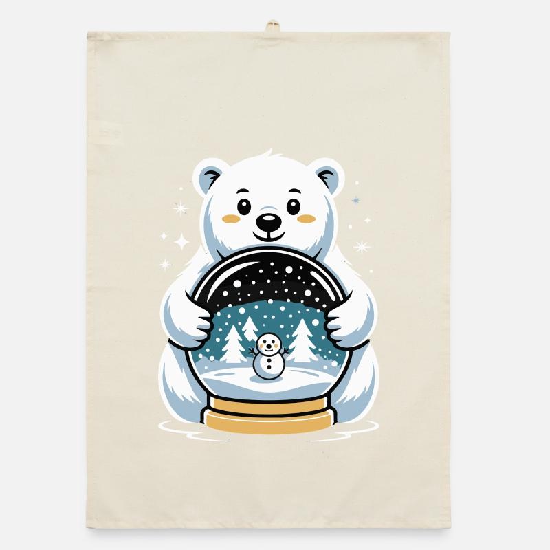 Polar Bear Snow Globe Impression Organic dish towel