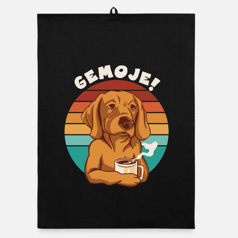 GEMOJE Hessischer Spruch Hund Kaffee Gassi Organic Geschirrtuch