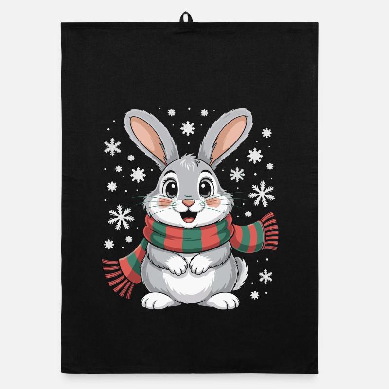 Lapin d’hiver avec écharpe Torchon bio