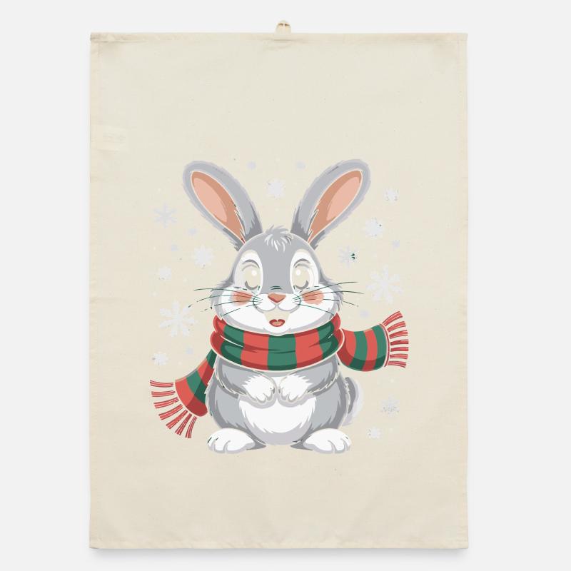 Lapin d’hiver avec écharpe Torchon bio