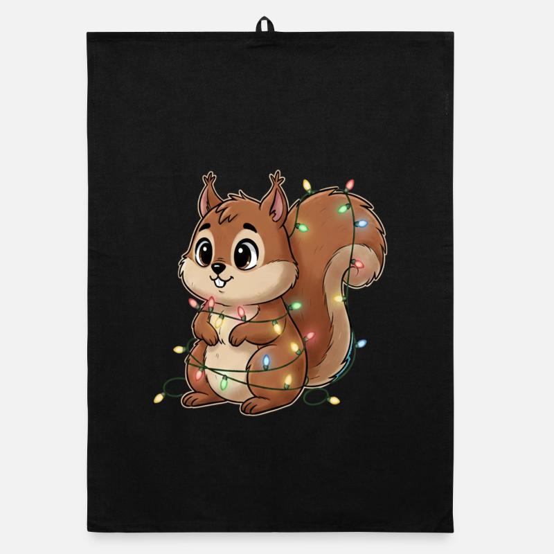 Lichterbehängtes Eichhörnchen Organic Geschirrtuch