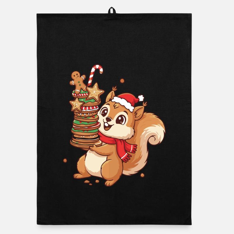 Weihnachts Eichhörnchen mit Keksen Organic Geschirrtuch