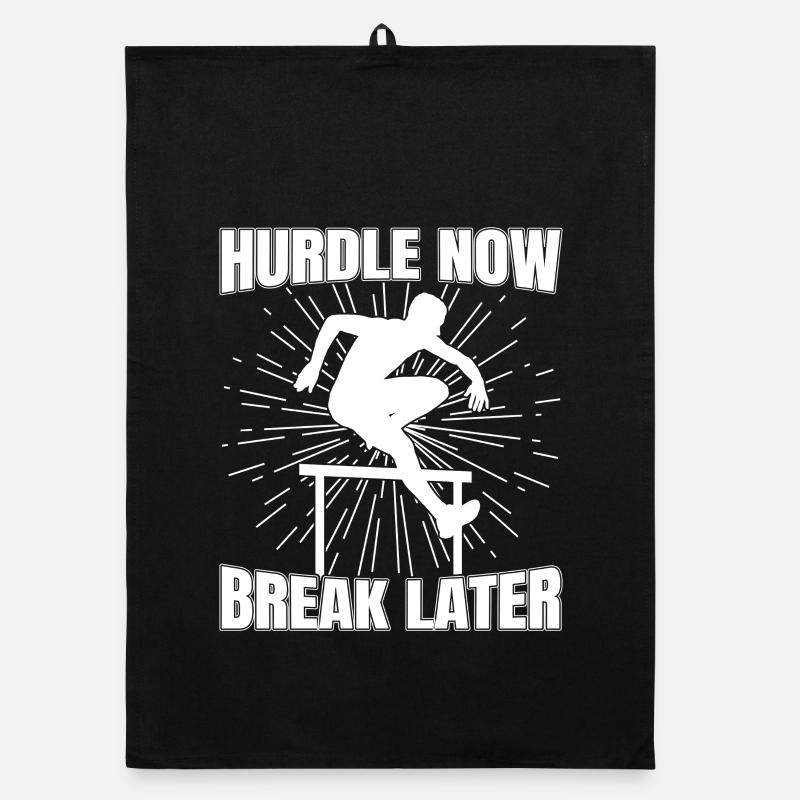 Track Athletics Hurdle Now Break Later Organic Geschirrtuch