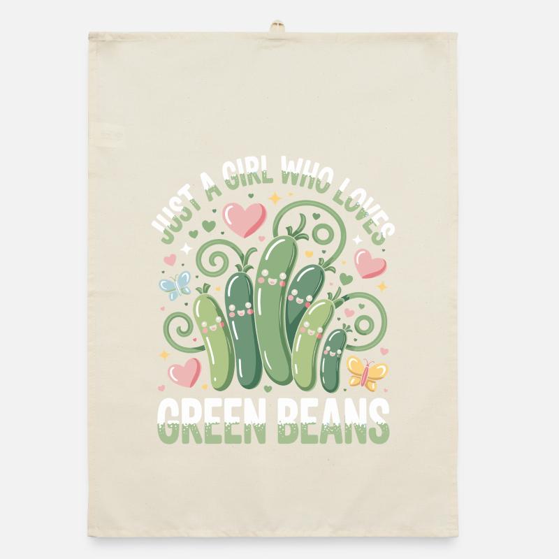 Nur ein Mädchen liebt grüne Bohnen Organic Geschirrtuch