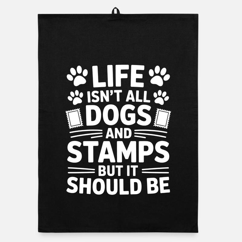Briefmarken Spruch Hund Witz Briefmarken Geschenk Organic Geschirrtuch