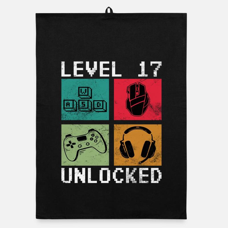 Level 17 Unlocked Retro Gamer Organic Geschirrtuch