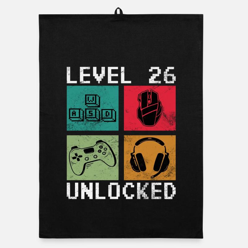 Level 26 Freigeschaltet: Pixel Gaming Blocks Organic Geschirrtuch