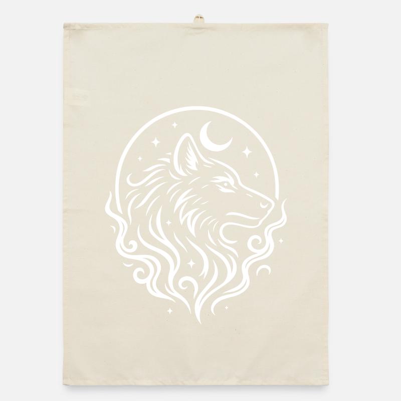 Rauhnächte Mystical Wolf with Moon Organic dish towel