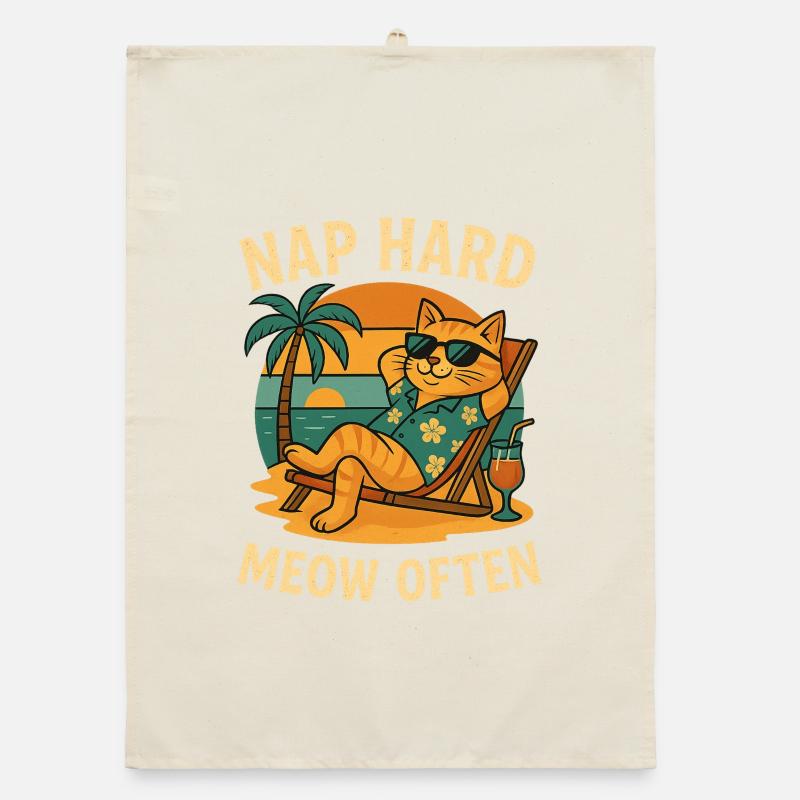 Chat fait une sieste de plage difficile souvent Torchon bio
