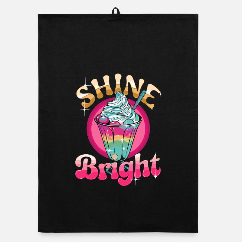  Shine Bright Bunter Eisbecher Regenbogen Dessert Organic Geschirrtuch