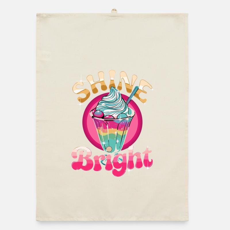  Shine Bright Bunter Eisbecher Regenbogen Dessert Organic Geschirrtuch