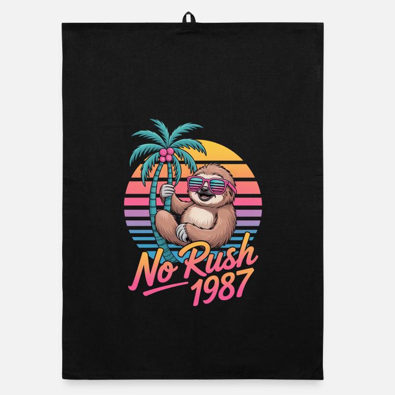 No Rush 1987 Sloth Retro Sunset Torchon bio