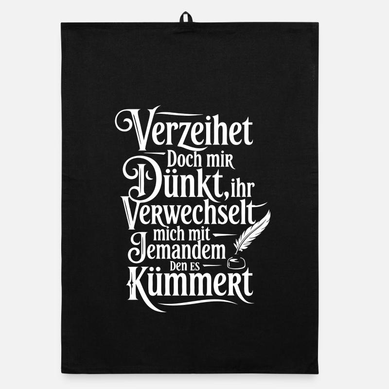 Feudaler Spruch Humorvoll Ignorant - Organic Geschirrtuch - Schwarz