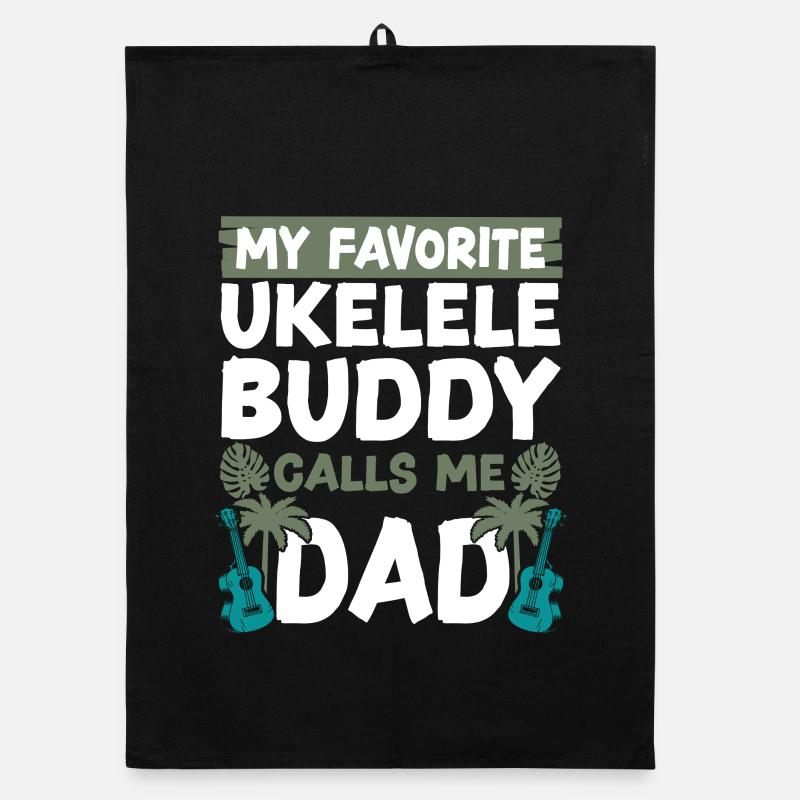 Hawaiian Ukulele Uke Dad Daughter Organic dish towel