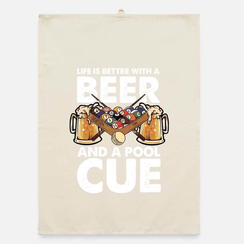 Bière, billard et queue Torchon bio