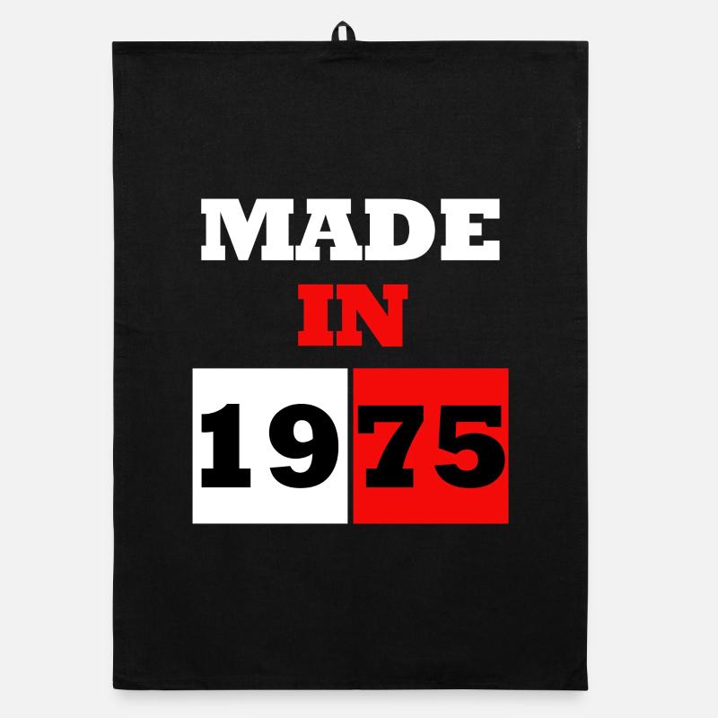 Made in 1975 Anniversaire Bloc Retro - Torchon bio - noir