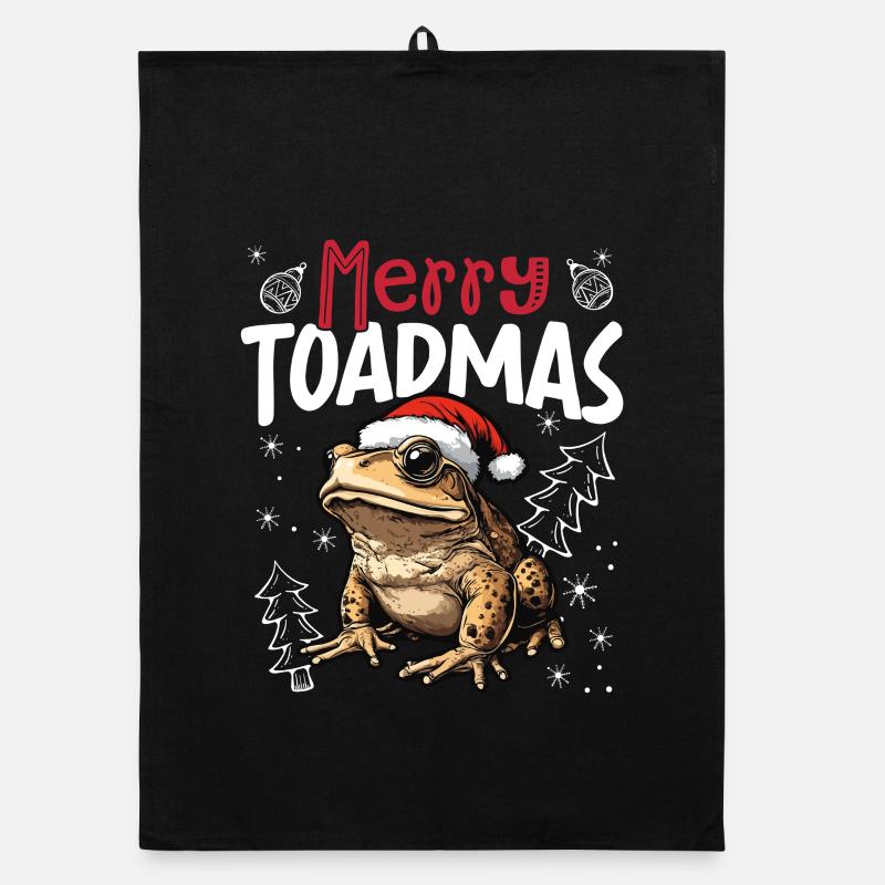 Joyeux Toadmas : motif drôle de Noël de crapaud Torchon bio