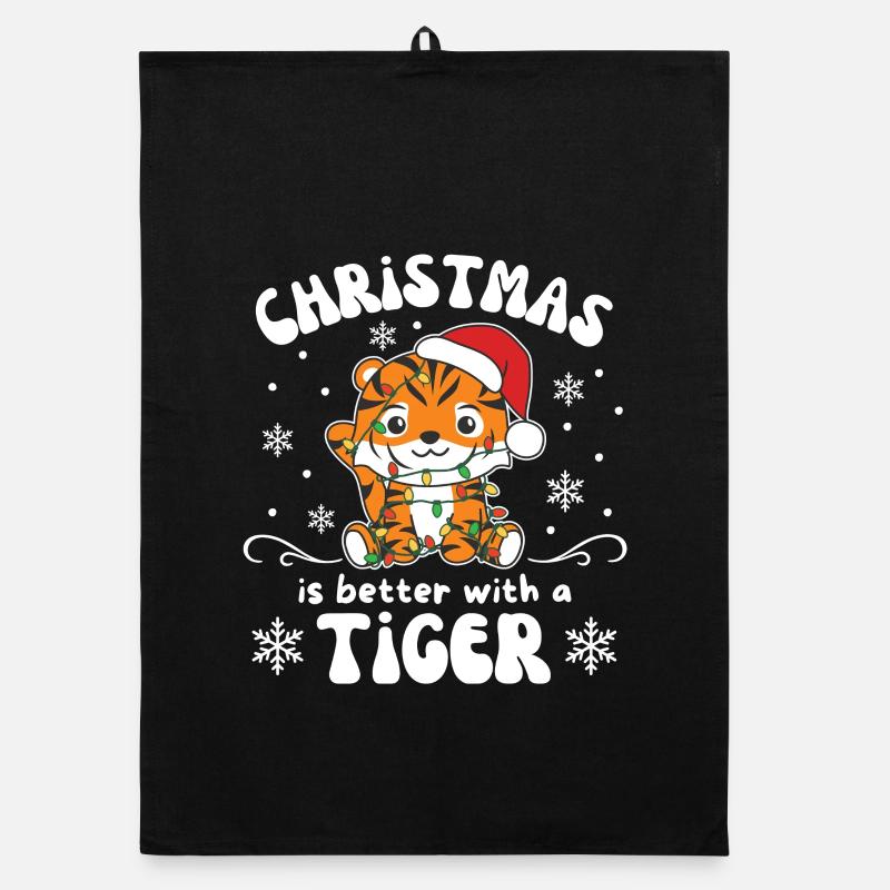 Christmas is better with a tiger Organic dish towel