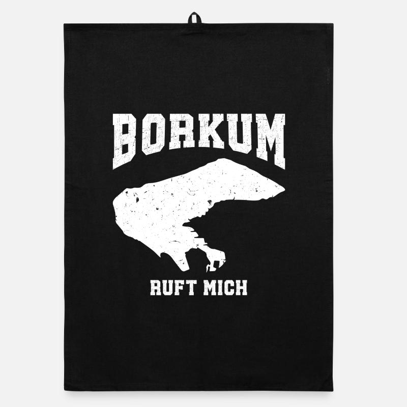 Borkumer Insel BORKUM RUFT MICH Lustiges Organic Geschirrtuch