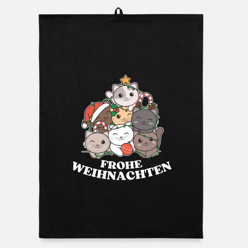 Frohe Weihnachten Katze Heiligabend Katzen Organic Geschirrtuch