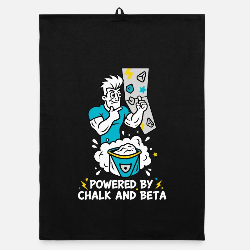 Powered By Chalk And Beta Climbing Fun Organic dish towel
