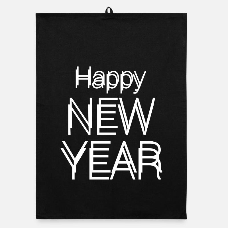 Happy New year text Organic dish towel
