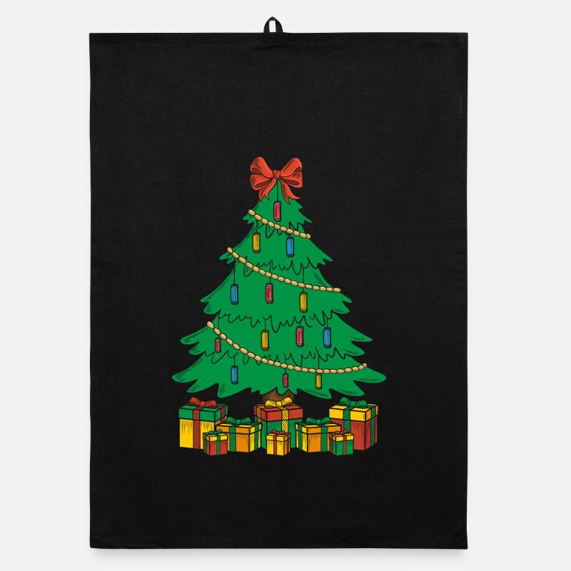 Funny Harmonica Player Christmas Tree Harmonica Organic dish towel