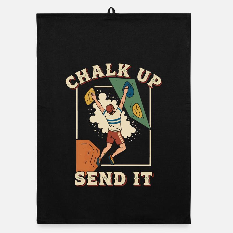 Chalk Up Send It Climbing Bouldering Fun Organic dish towel
