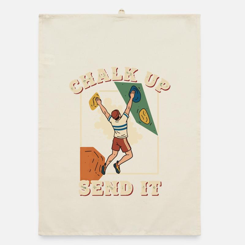 Chalk Up Send It Climbing Bouldering Fun Organic dish towel