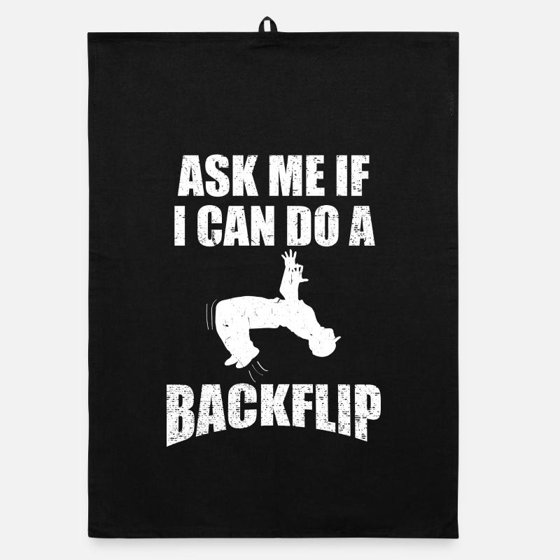 Ask Me If I Can Do a Backflip Graphic Organic Geschirrtuch