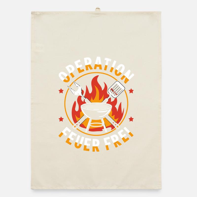 Operation Fire Free Grill Master Motif for Organic dish towel