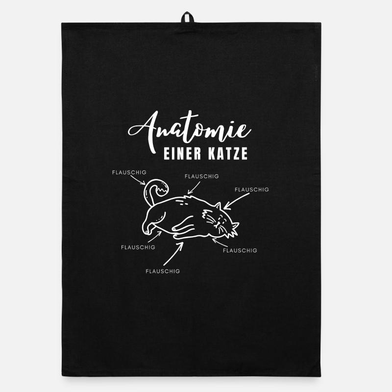 Anatomie d’un chat – tout est duveteux Torchon bio