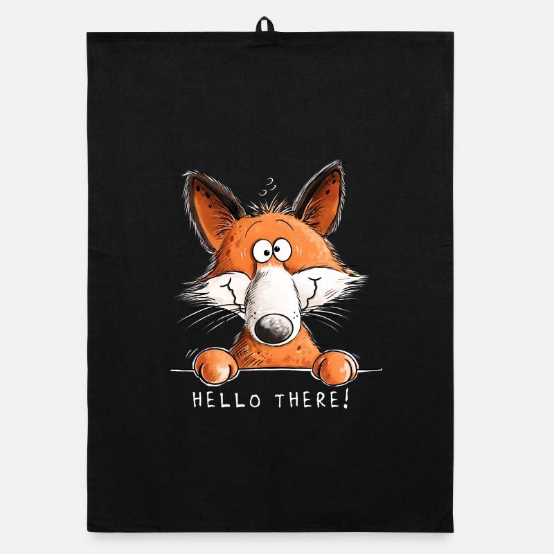 Witziger Fuchs Hallo Da Cartoon Spruch Organic Geschirrtuch