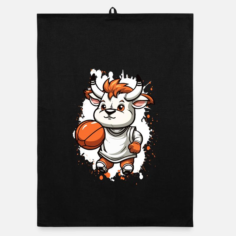 Basketball Stier Comic Organic Geschirrtuch