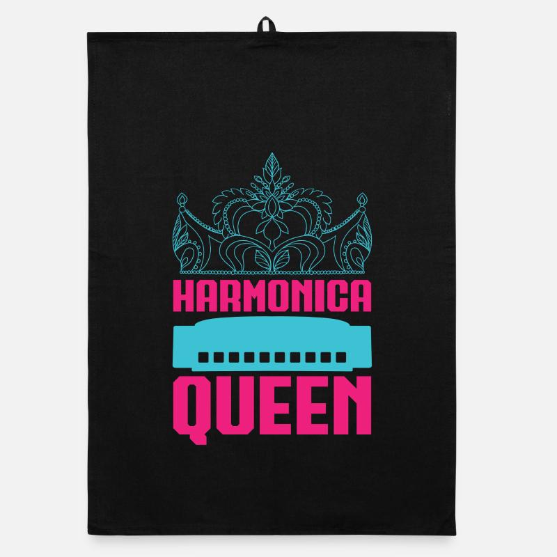 Funny Harmonica Player Queen Harmonica Organic dish towel