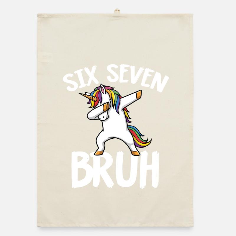 Dabbing Six Seven Unicorn with Rainbow Organic dish towel