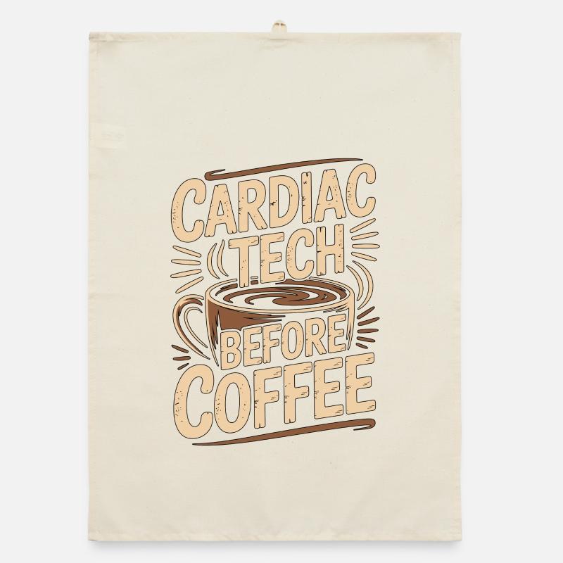 Technicien cardiaque avant le café Techno d’échographie Passionné de café Torchon bio