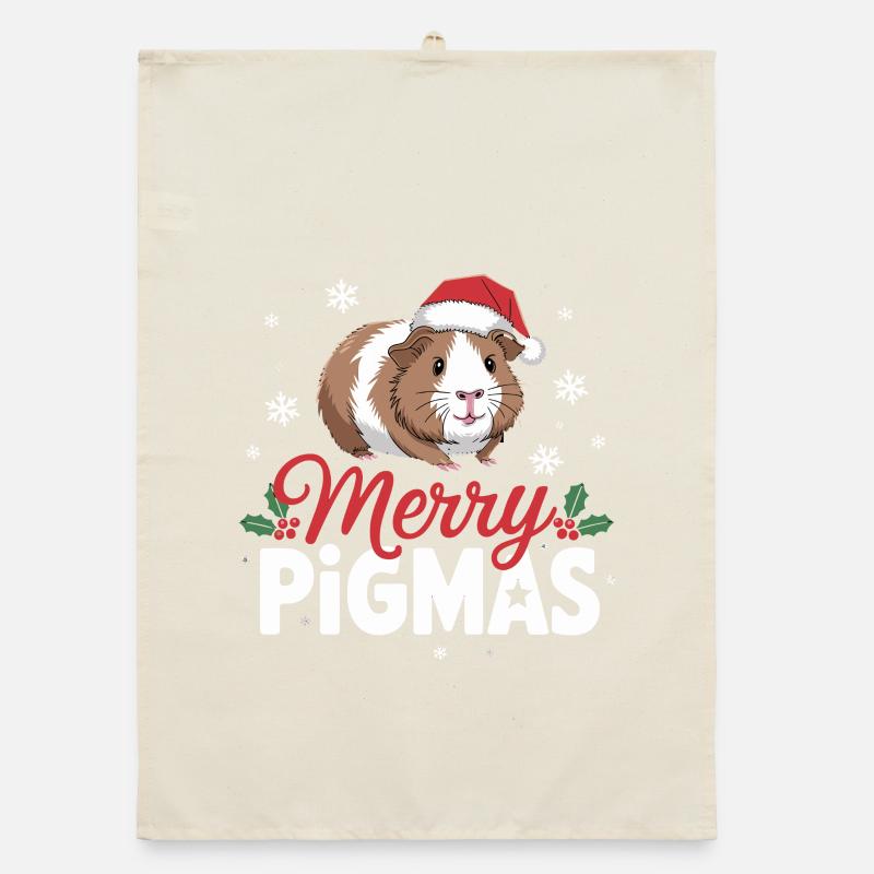 Joyeux Pigmas Noël drôle de cochon d’Inde Torchon bio