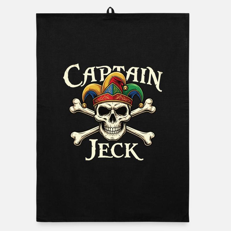 Capitaine Jeck Skull Jester Design Torchon bio