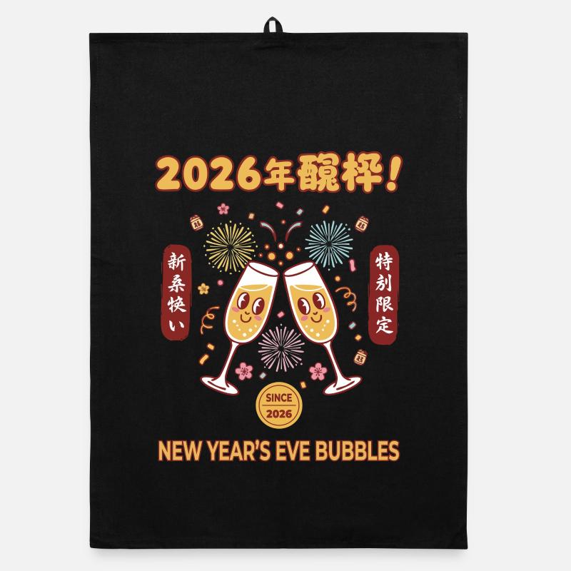 Silvester-Bubbles-Feier 2026 Organic Geschirrtuch