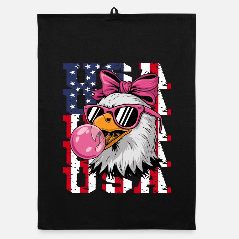 USA Eagle With Sunglasses Bubblegum Pink Organic dish towel