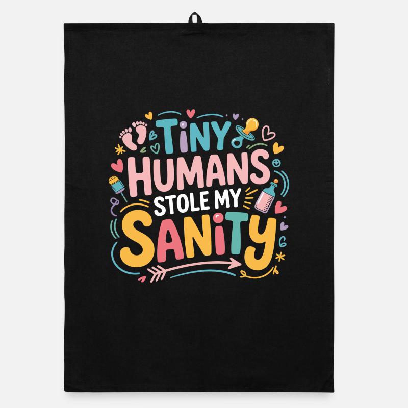 Tiny Humans Steal My Mind Organic dish towel