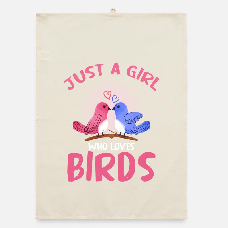 Just ein Mädchen liebt Vögel Organic Geschirrtuch