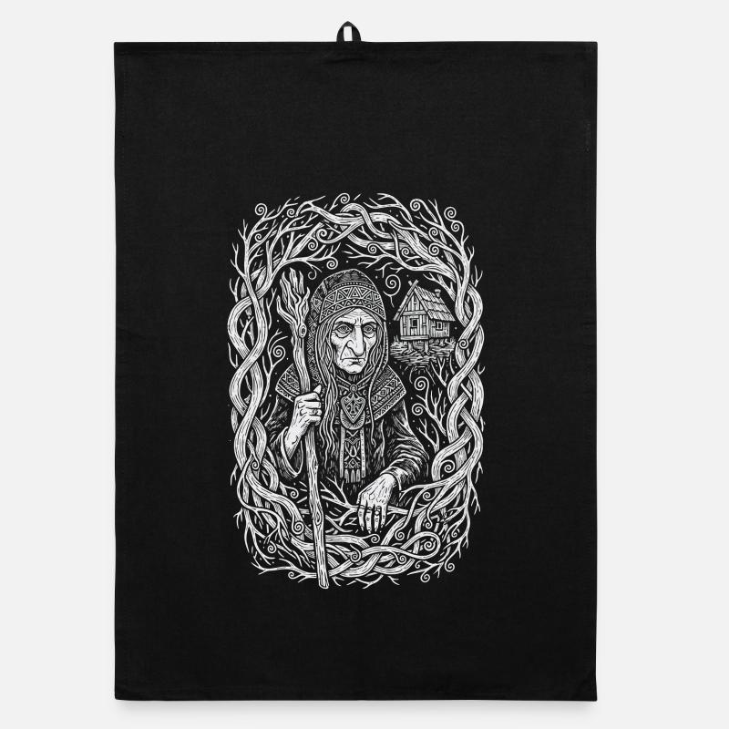 Art populaire de la forêt slave de Baba Yaga Torchon bio