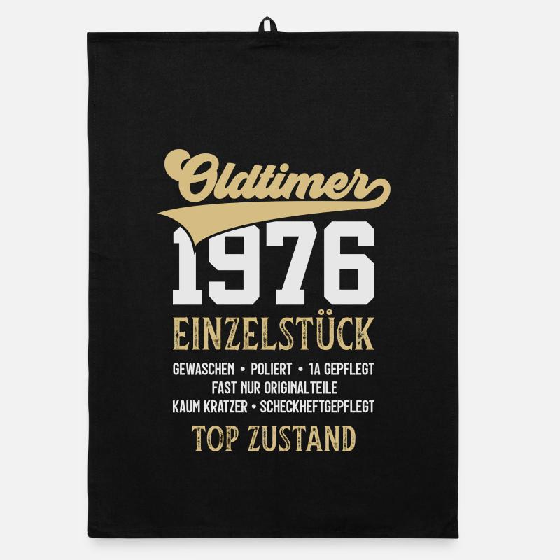 OLDTIMER 1976 EINZELSTÜCK 50. GEBURTSTAG - Organic Geschirrtuch - Schwarz