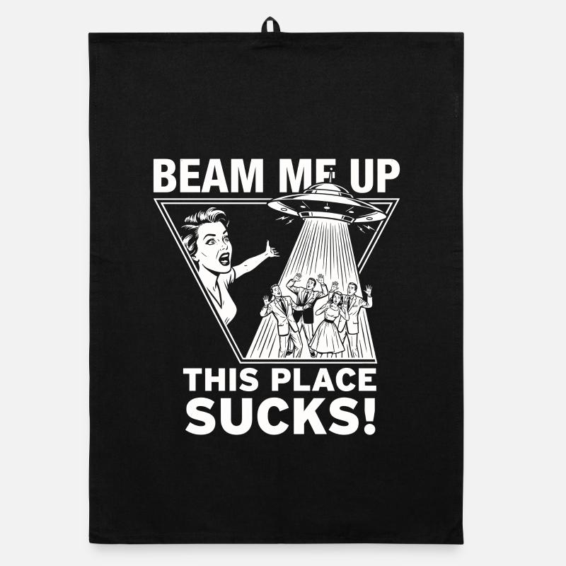 Beam Me Up – This Place Sucks! Organic Geschirrtuch